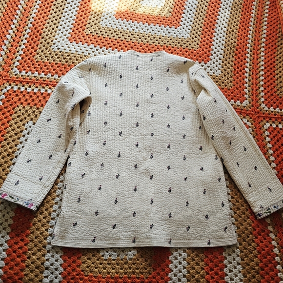 Vintage Reversible Quilted Floral Cream Off-White Light Asian Tang Style Jacket - Picture 14 of 16